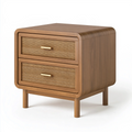 Comodino 60 x 40 x 65 cm in legno marrone con cassetti in rattan - stile moderno