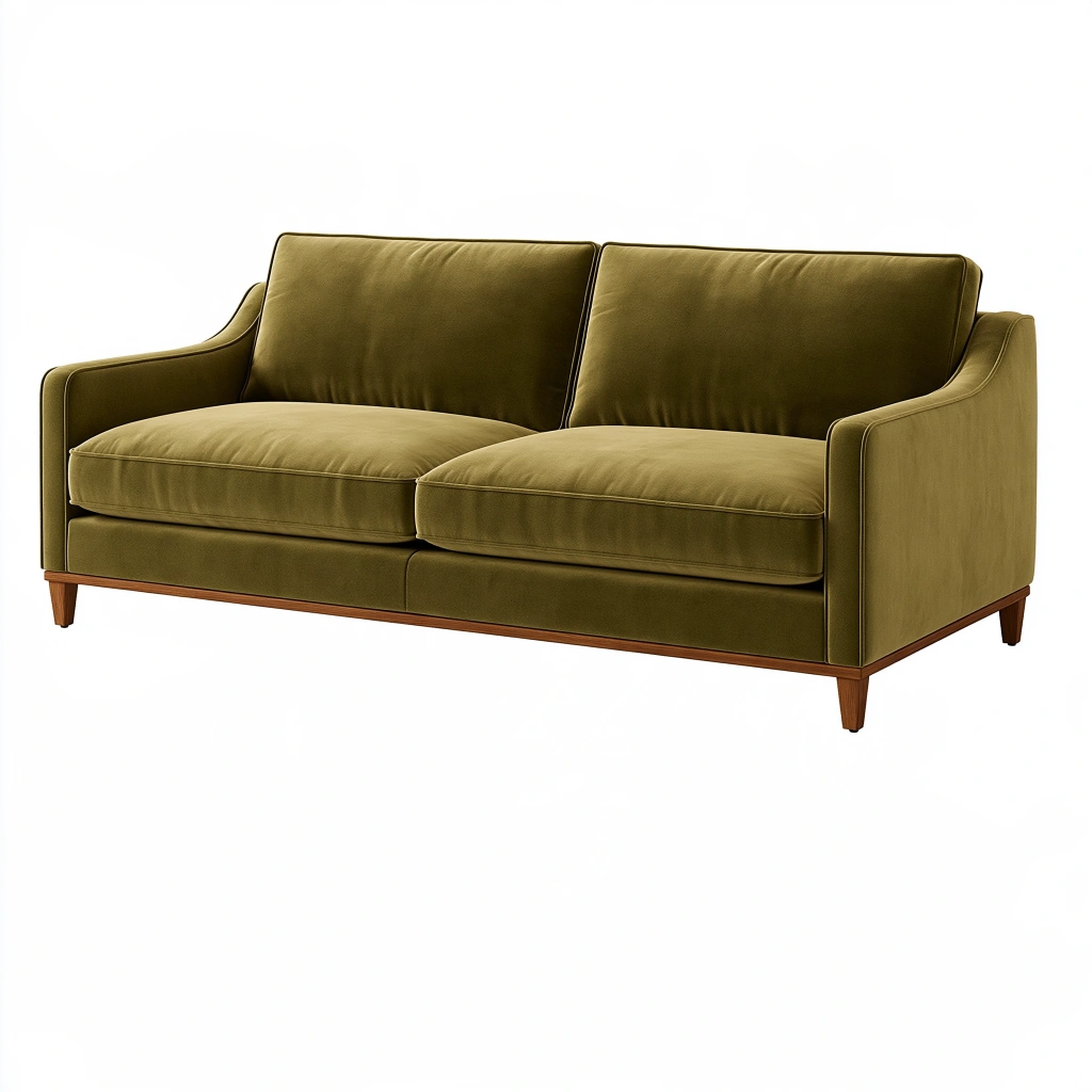 Divano 2 posti 180 cm in tessuto verde oliva - stile moderno per soggiorno