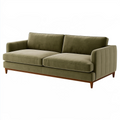 Divano 2 posti 210 x 90 x 85 cm in tessuto verde oliva con piedi in legno stile moderno