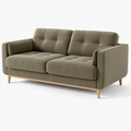 Divano 2 posti 180 x 85 x 88 cm in tessuto grigio tortora con gambe in legno stile moderno