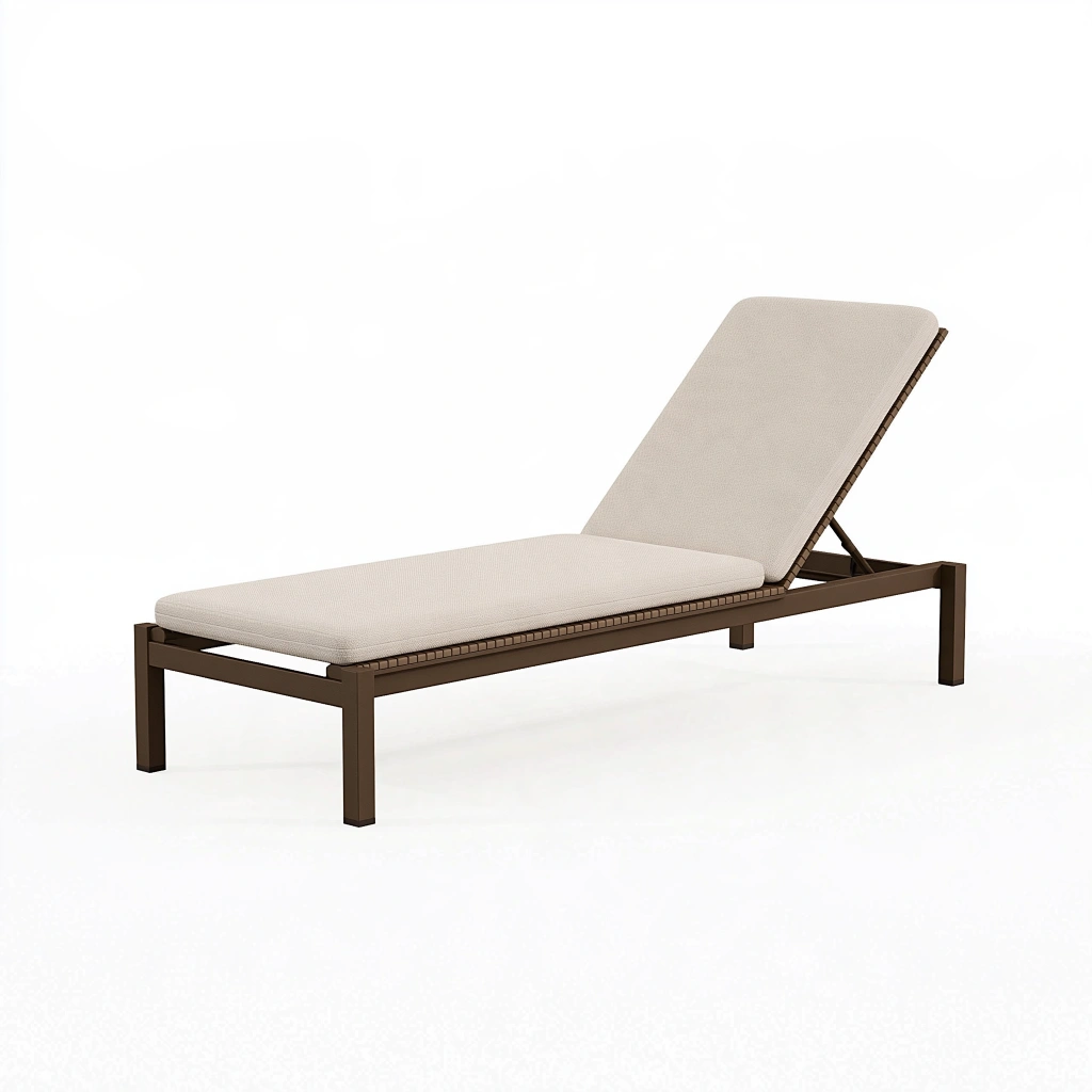 Lettino prendisole 200 x 70 cm in metallo marrone con cuscino beige - schienale regolabile per esterno
