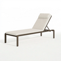 Lettino prendisole 200 x 70 cm da esterno in metallo marrone con rivestimento beige - schienale regolabile