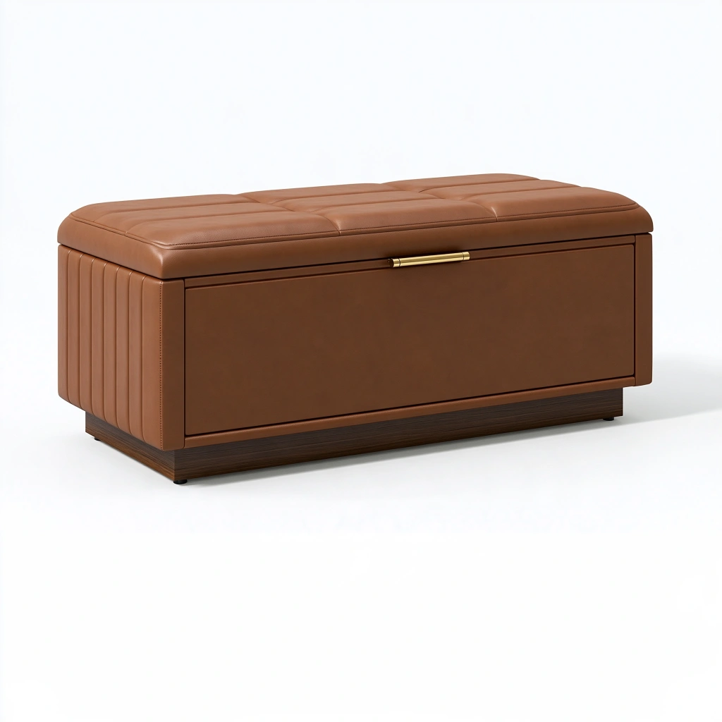 Panca contenitore 120 x 45 x 48 cm in similpelle marrone - seduta imbottita stile moderno