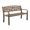 Panchina da giardino 122 x 61 x 89 cm in metallo marrone con schienale floreale
