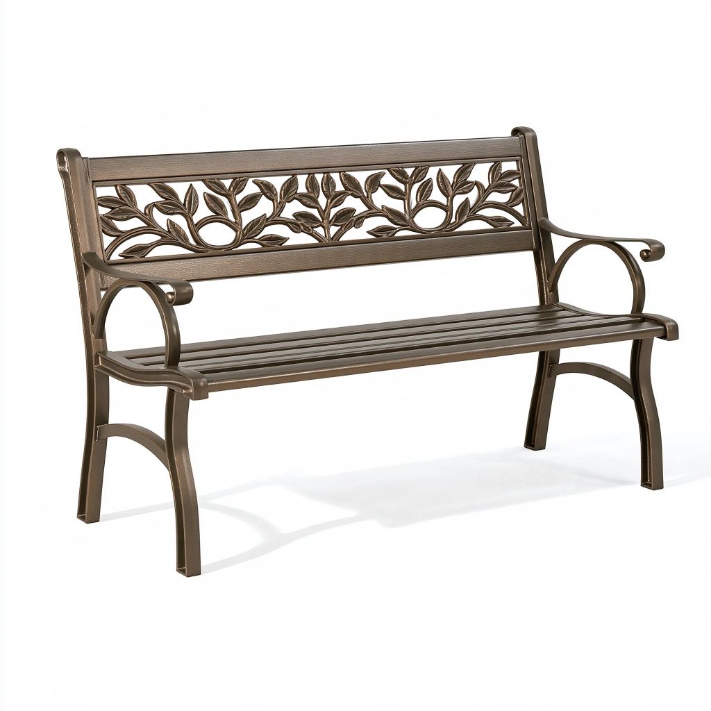 Panca da giardino 120 x 60 x 90 cm in metallo bronzo stile classico decorativo