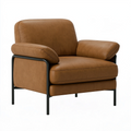 Poltrona 105 x 90 x 88 cm in ecopelle marrone con struttura in metallo stile moderno