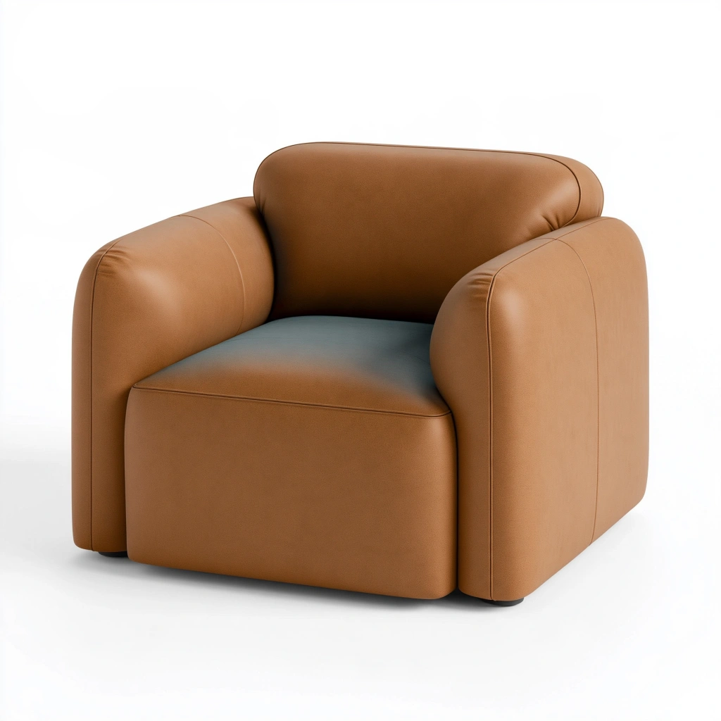 Poltrona 98 x 90 x 82 cm in similpelle cognac - stile moderno imbottita