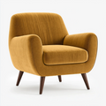 Poltrona 82 x 78 x 85 cm in tessuto ocra con gambe in legno stile moderno