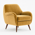 Poltrona 78 x 82 x 92 cm in tessuto a coste ocra con gambe in legno stile moderno