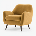 Poltrona 82 x 78 x 88 cm in tessuto a coste ocra con gambe in legno - stile moderno per soggiorno