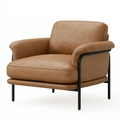 Poltrona 96 x 88 x 84 cm in similpelle marrone con struttura in metallo stile moderno