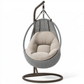 Poltrona sospesa 105 x 105 x 195 cm in metallo e rattan sintetico grigio tortora con supporto