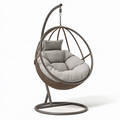 Poltrona sospesa 105 x 105 x 195 cm in fibra intrecciata marrone con struttura in metallo - seduta imbottita stile moderno