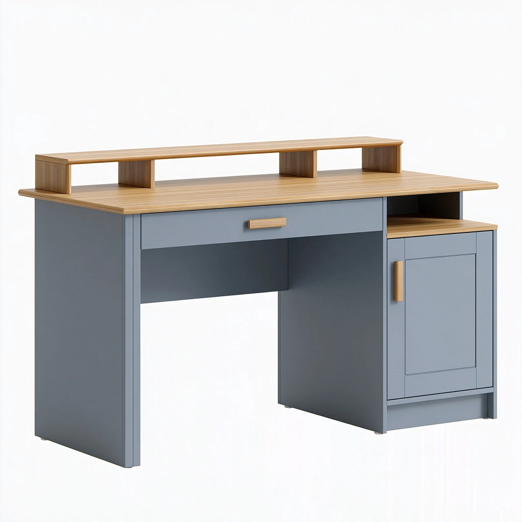 Scrivania 120 x 60 x 90 cm in legno grigio e rovere con ripiano