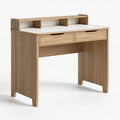 Scrivania 100x50 cm in legno marrone chiaro con 2 cassetti e ripiano superiore