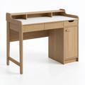 Scrivania 120 x 60 cm in legno beige e bianco con cassetti e vano contenitore